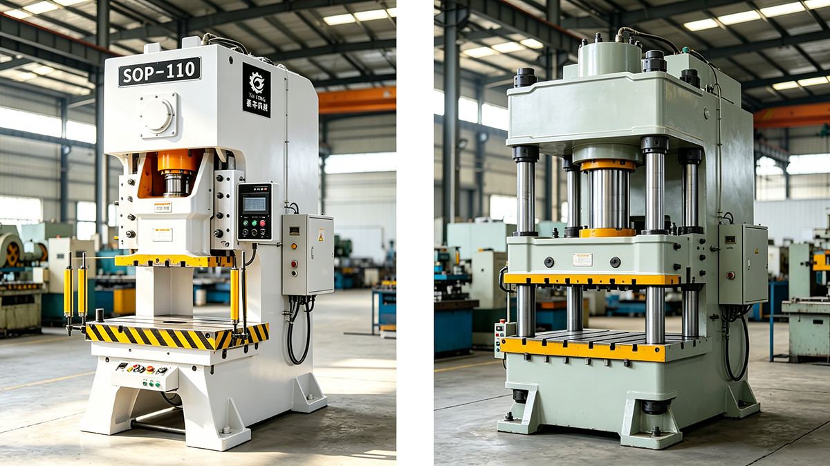C-frame vs straight side stamping press structural comparison