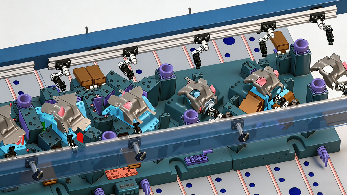Transfer die stamping — mechanical part transfer between stations